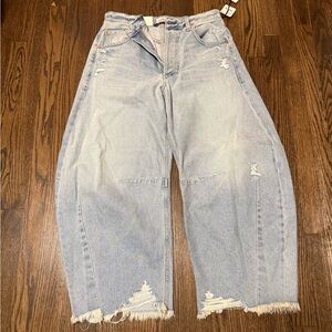 Citizens Of Humanity Light Blue Distressed Barrel Leg Jeans